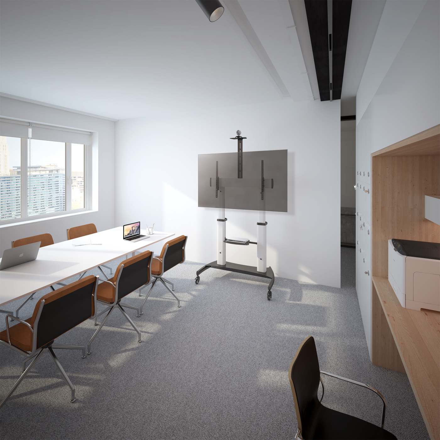 Aluminium Multimedia TV-Ständer auf Rollen mit besonders hoher Traglast Image 9