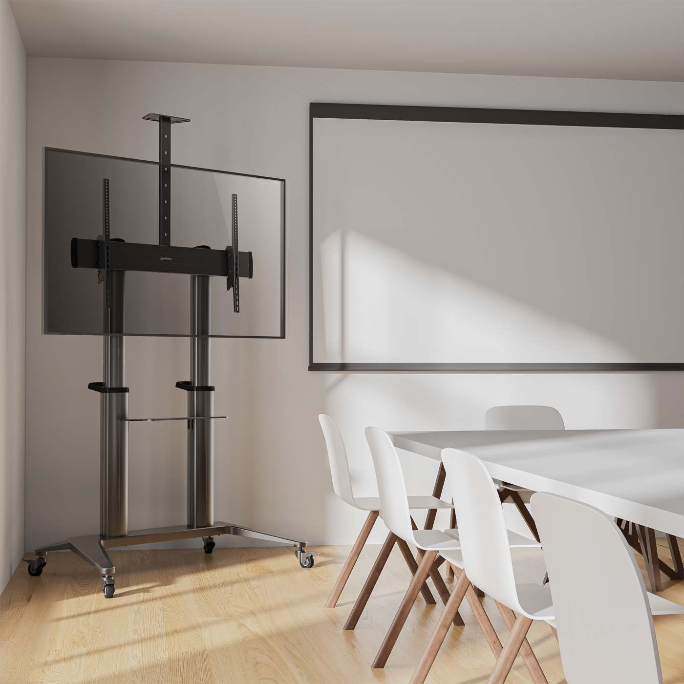 Aluminium Multimedia TV-Ständer auf Rollen mit extrem hoher Traglast für Großbildschirme Image 15