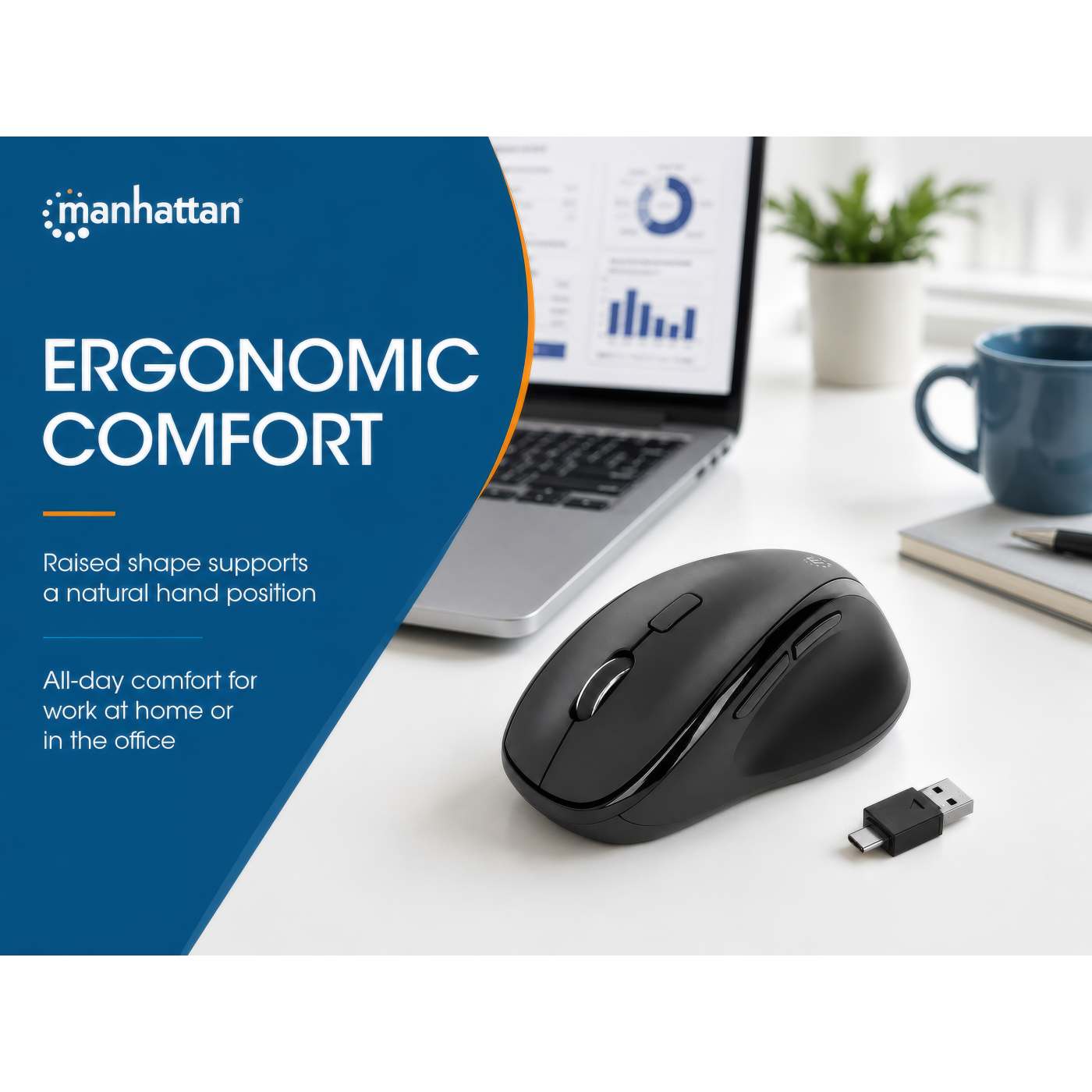 Ergonomische Kabellose Maus mit 2-in-1 USB-Empfänger Image 13