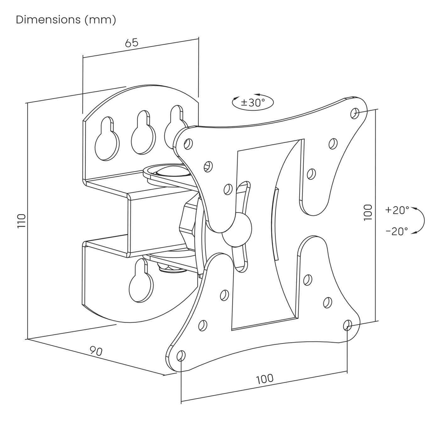 TV-Wandhalterung, neigbar und schwenkbar Image 11