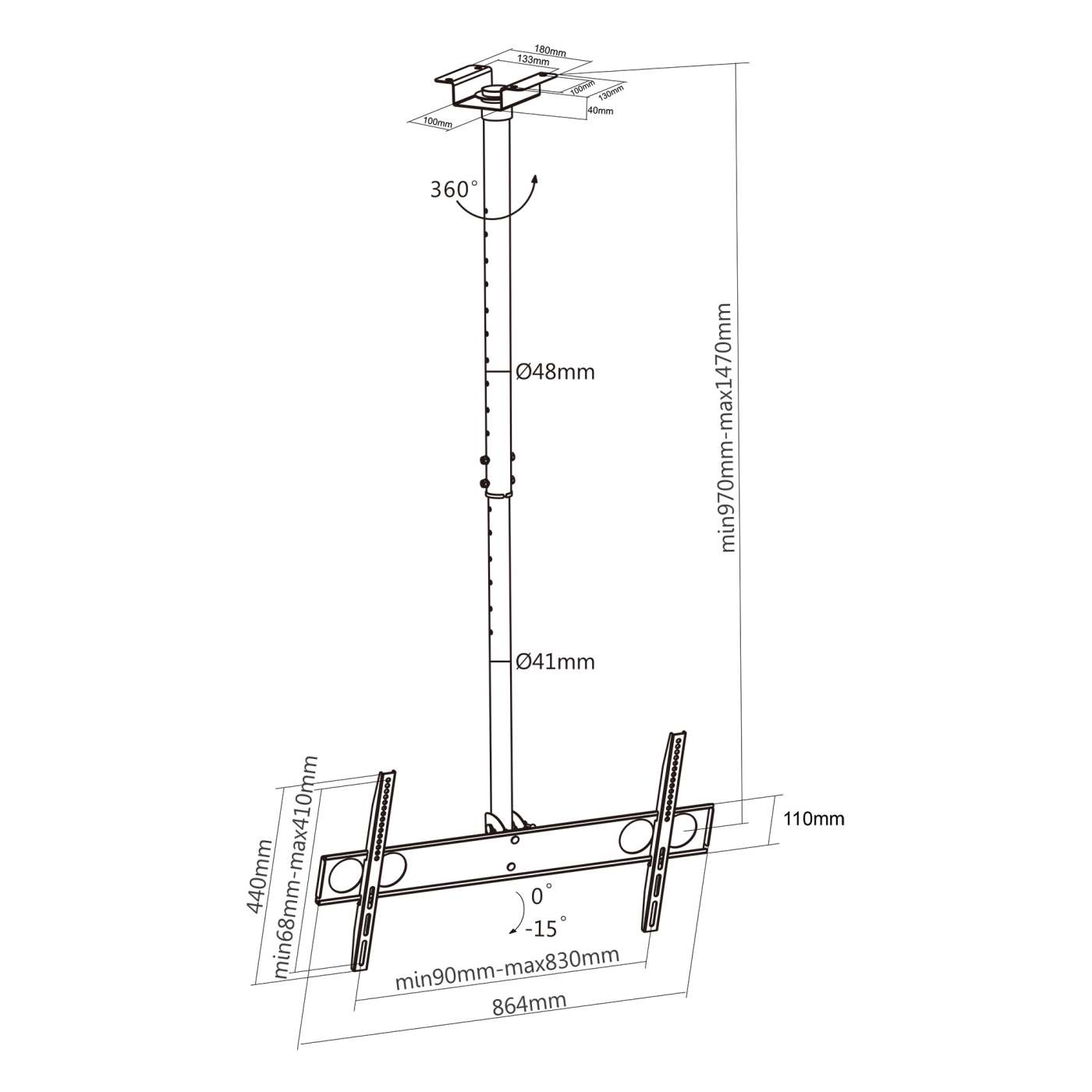 Universal TV-Deckenhalterung Image 8