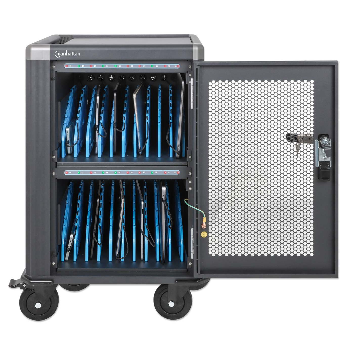 20-Port USB-C Ladeschrank auf Rollen - 30W pro Port Image 3