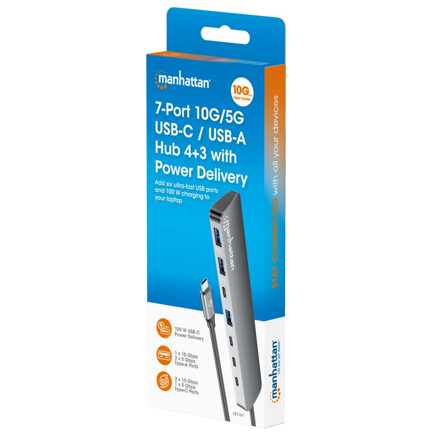 7-Port 10G/5G USB-C / USB-A Hub 4+3 mit Power Delivery Packaging Image 2