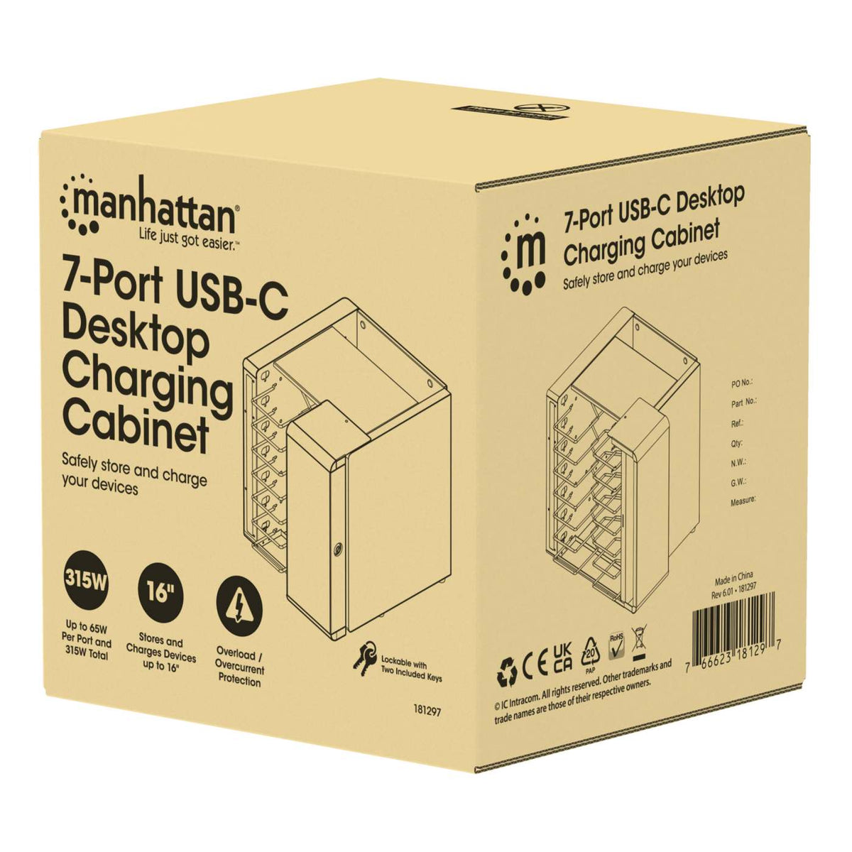 7-Port USB-C Desktop-Ladeschrank - 65W pro Port Packaging Image 2