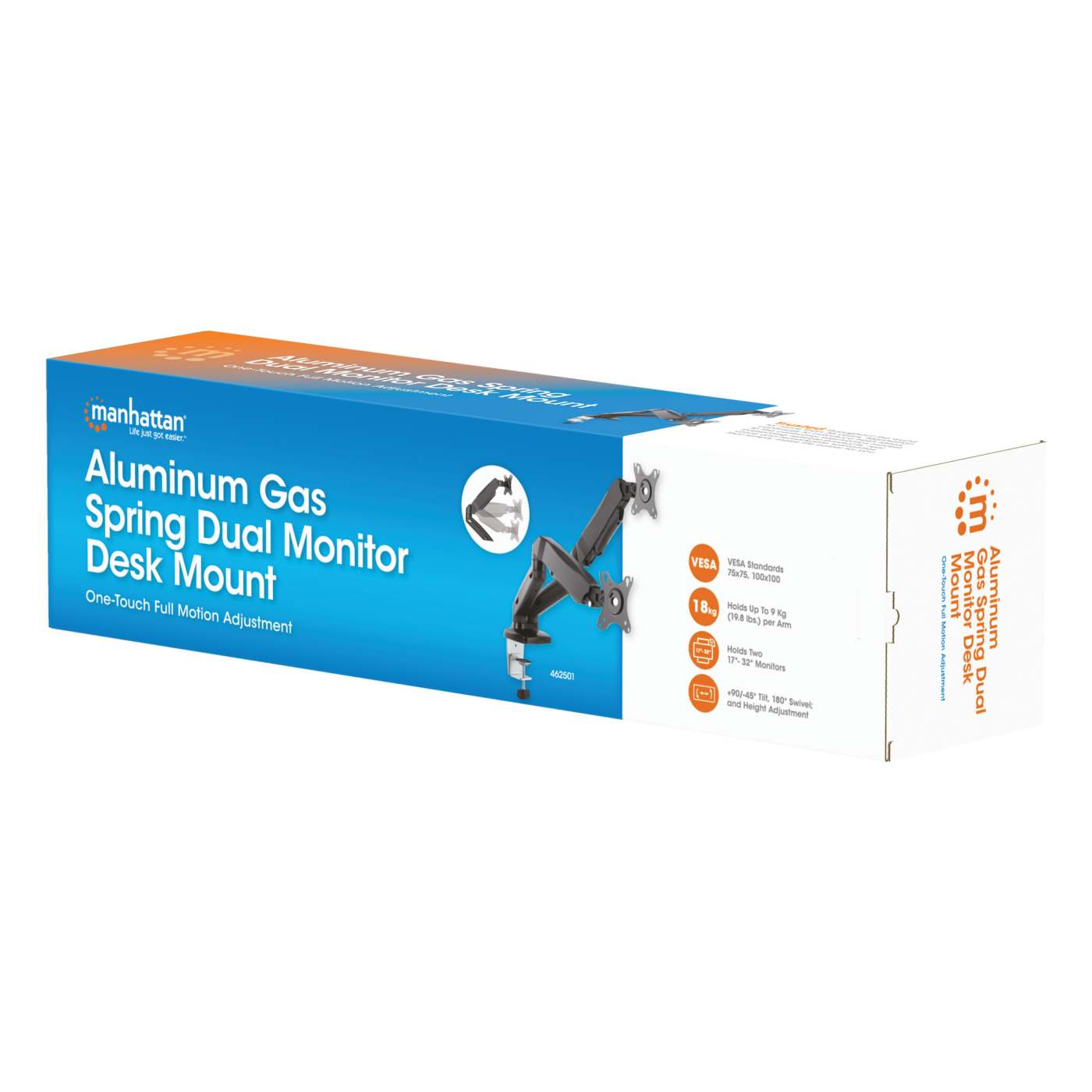 Tischhalterung mit Gasdruckfeder für zwei Monitore, Aluminium Packaging Image 2