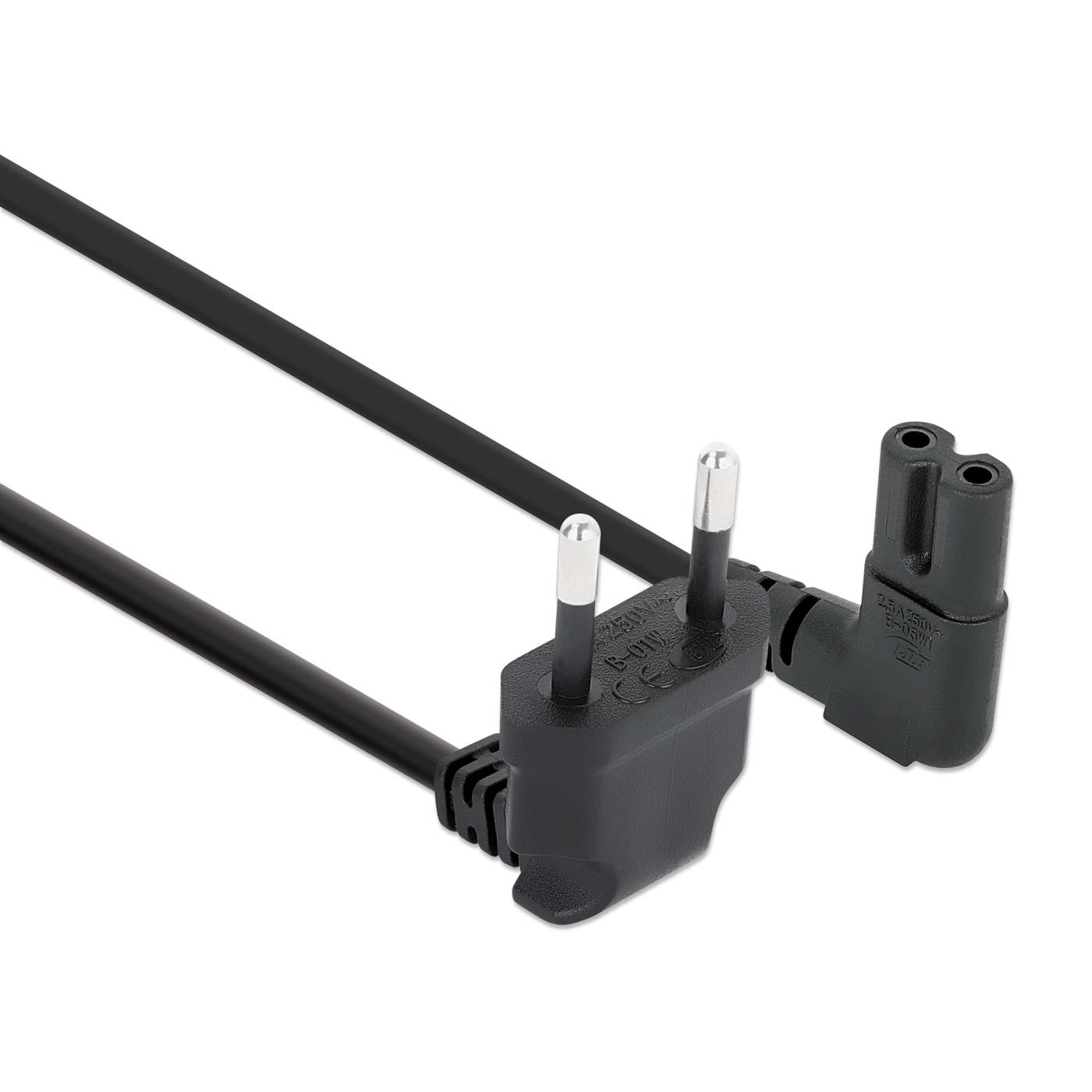Stromkabel C7 auf EU CEE 7/16 mit Winkelsteckern, 2 m Image 3