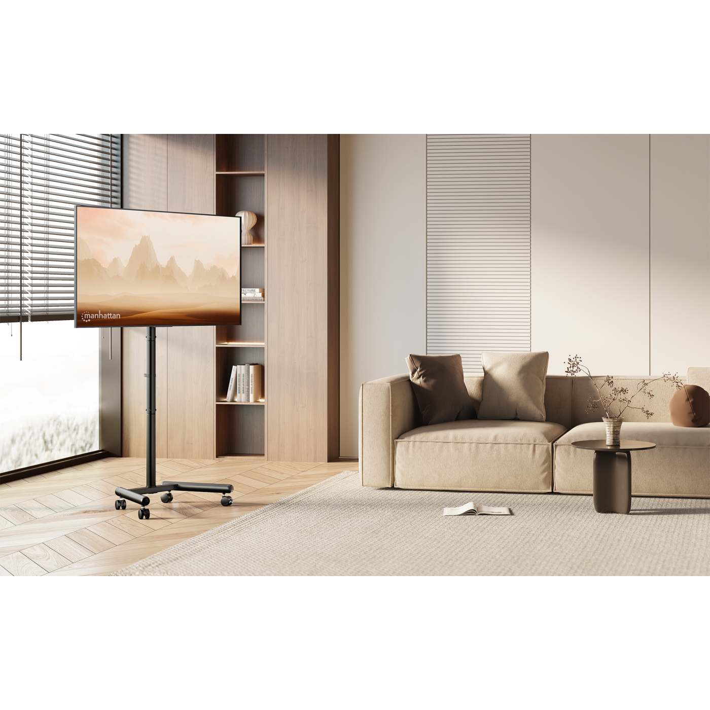 Kompakter TV- und Monitorständer auf Rollen für 13 bis 50 Zoll, neigbar und höhenverstellbar Image 3
