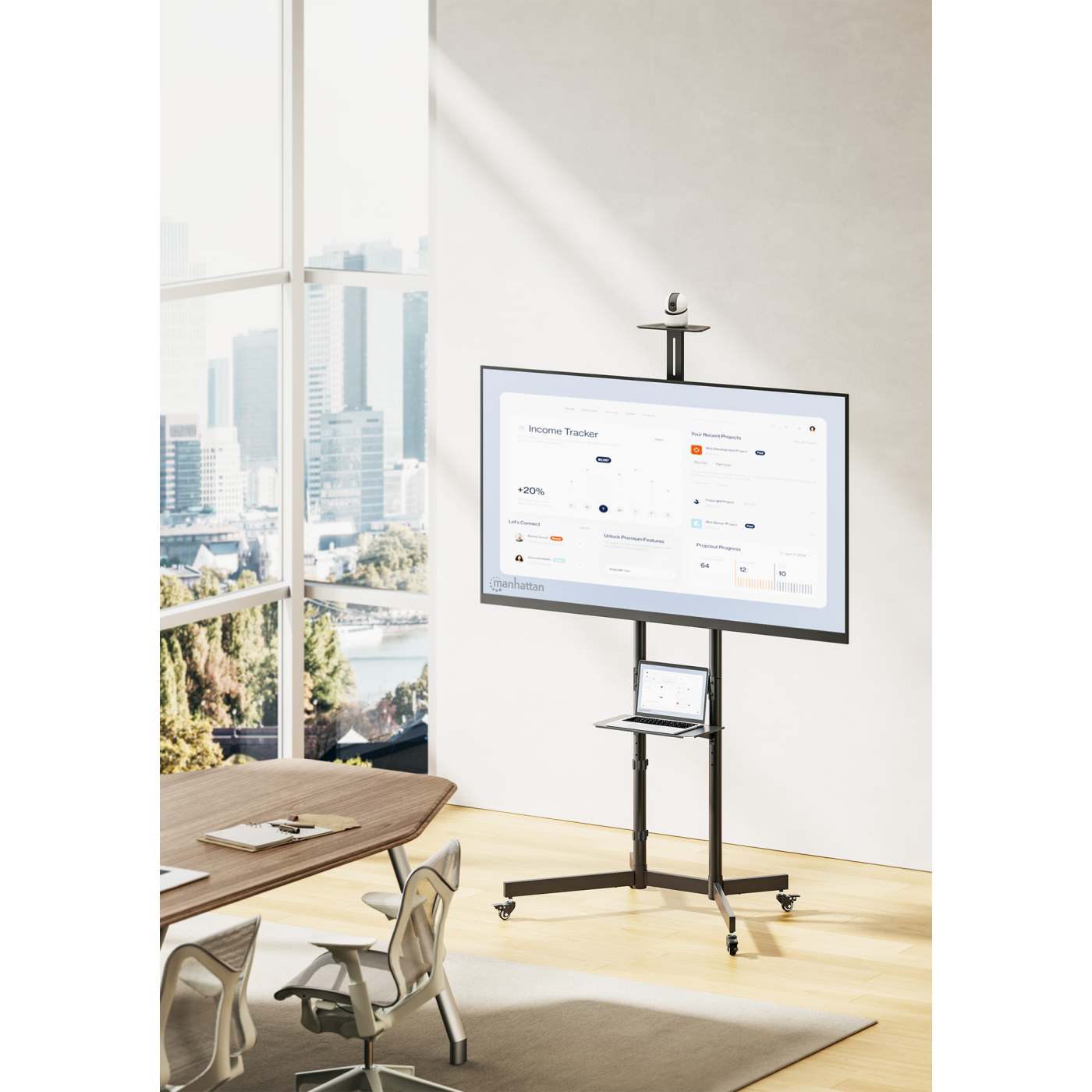 Multimedia TV-Ständer auf Rollen für 37 bis 70 Zoll, neigbar und höhenverstellbar Image 3