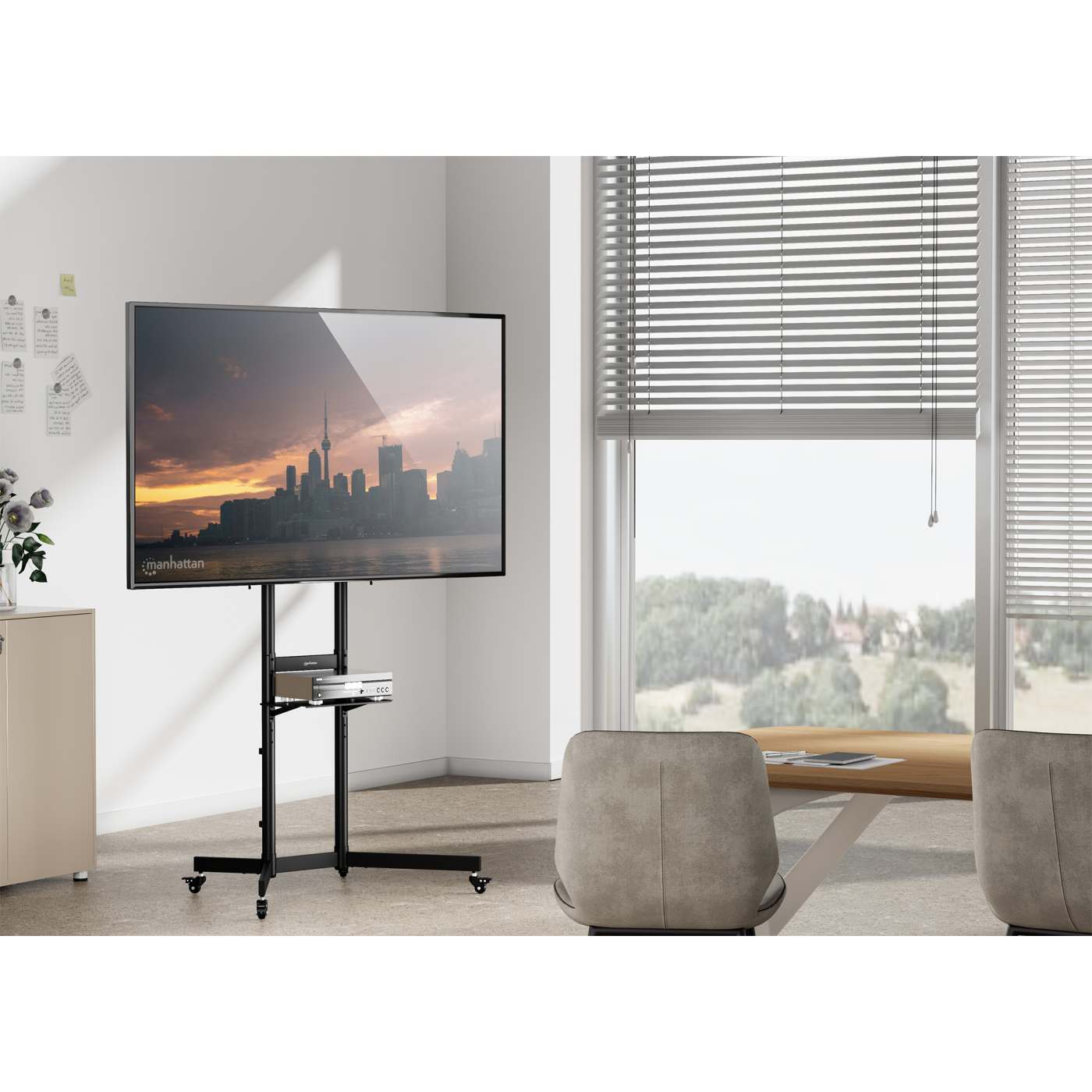 Multimedia TV-Ständer auf Rollen für 37 bis 70 Zoll, neigbar und höhenverstellbar Image 5