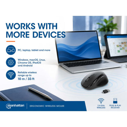 Ergonomische Kabellose Maus mit 2-in-1 USB-Empfänger Image 11