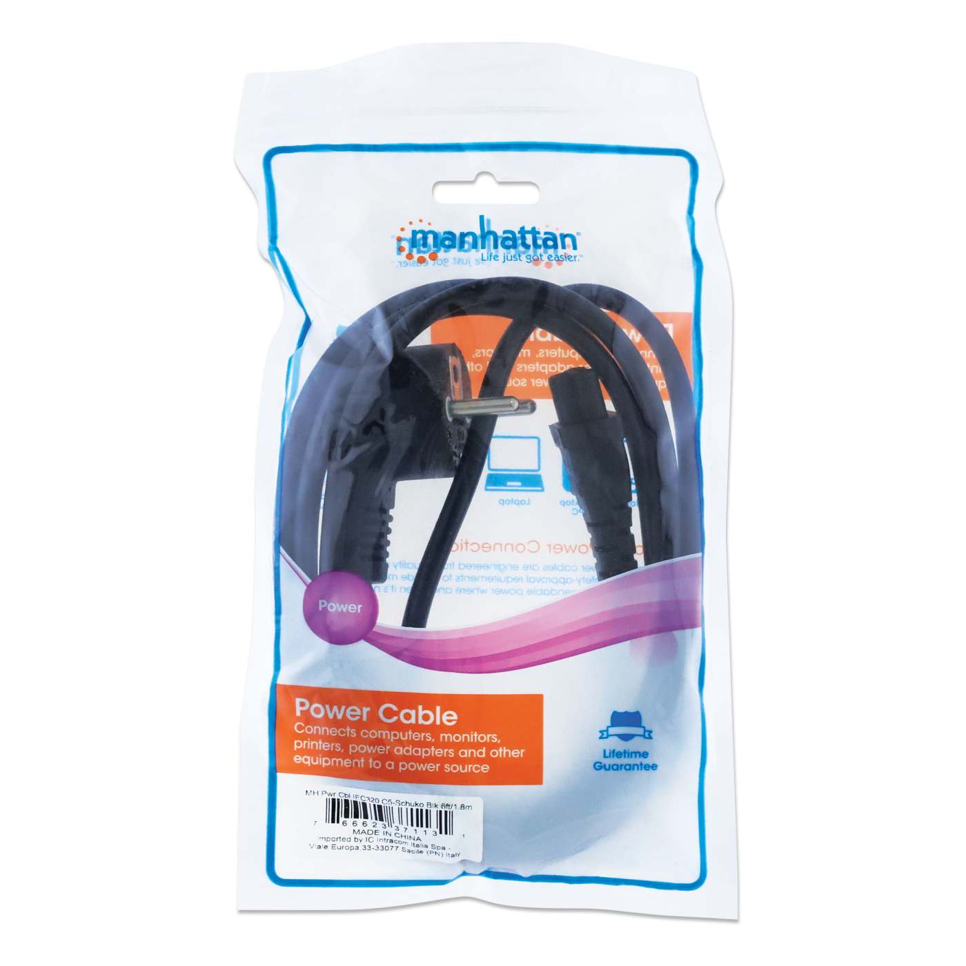 Stromkabel C5 auf Schutzkonktakt EU CEE 7/7, 1,8 m Packaging Image 2