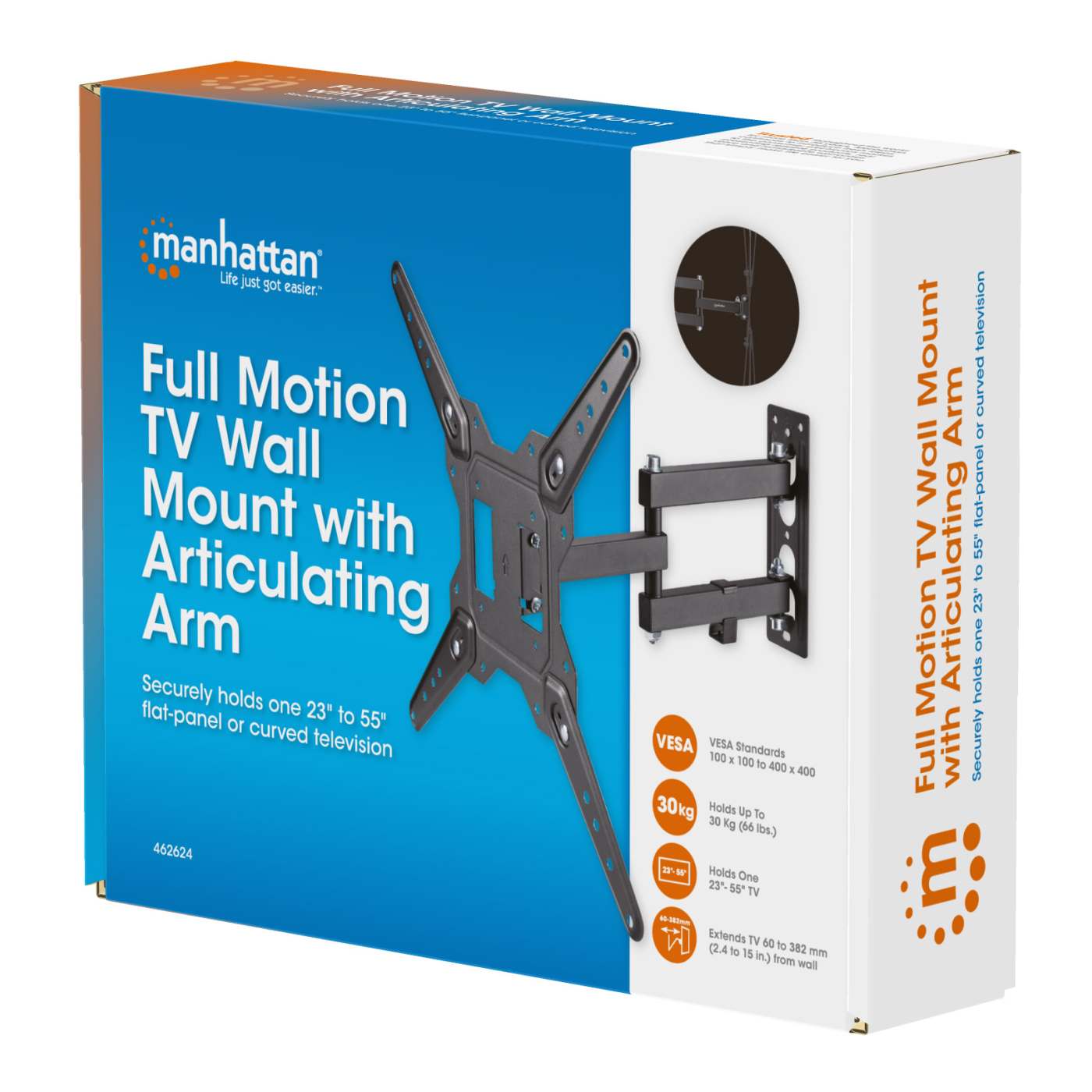Manhattan TV-Wandhalterung Ultraflach - Für 23-42 Zoll, Bis 45 Kg, VESA 200x200, Wandabstand Nur 2,7 Cm