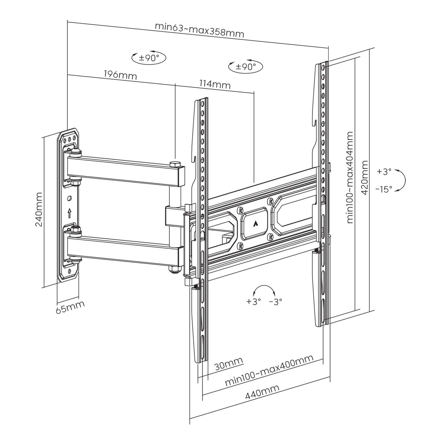 TV-Wandhalterung, neigbar und schwenkbar, für 32" bis 55" Image 9