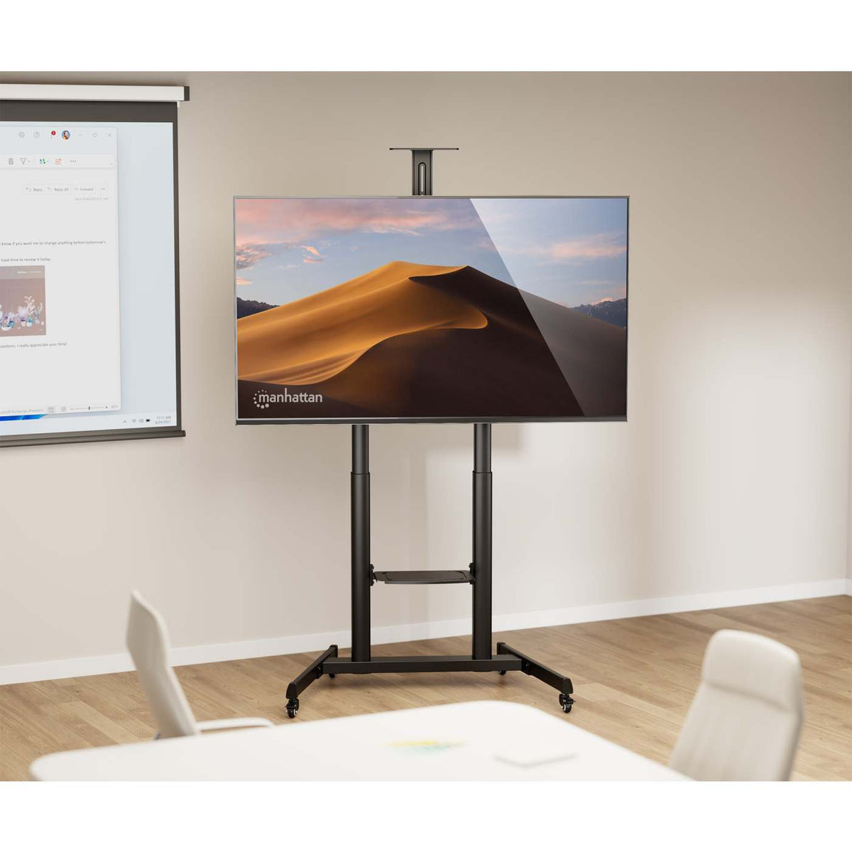 Multimedia TV-Ständer auf Rollen für 60 bis 120 Zoll, neigbar und höhenverstellbar Image 3
