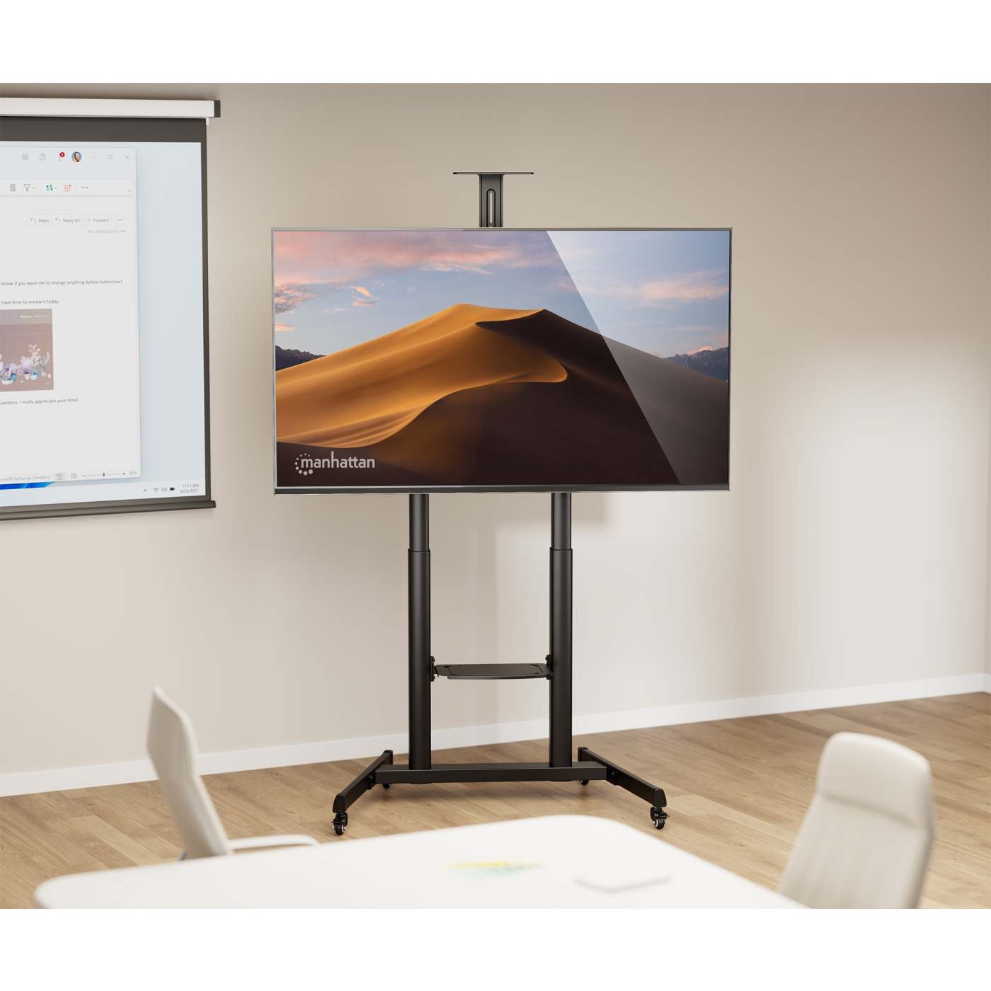 Multimedia TV-Ständer auf Rollen für 60 bis 120 Zoll, neigbar und höhenverstellbar Image 3