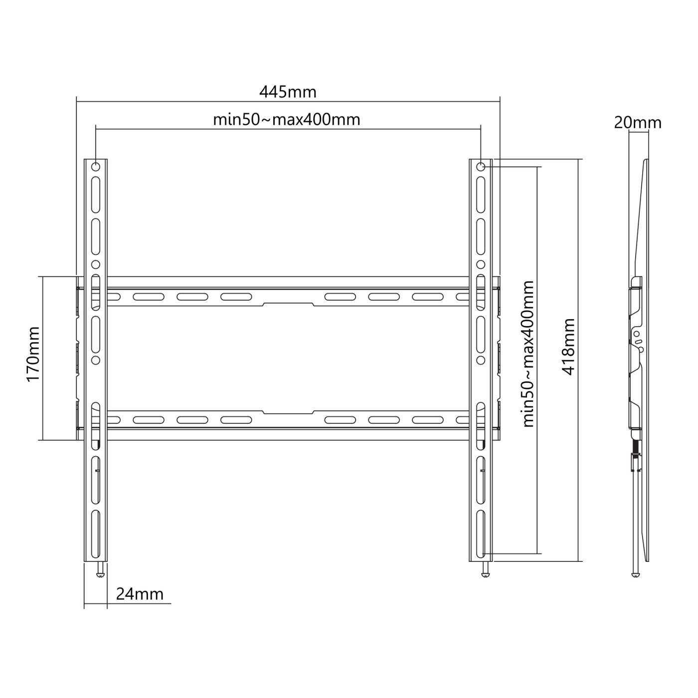 Ultraflache TV-Wandhalterung, starr Image 6