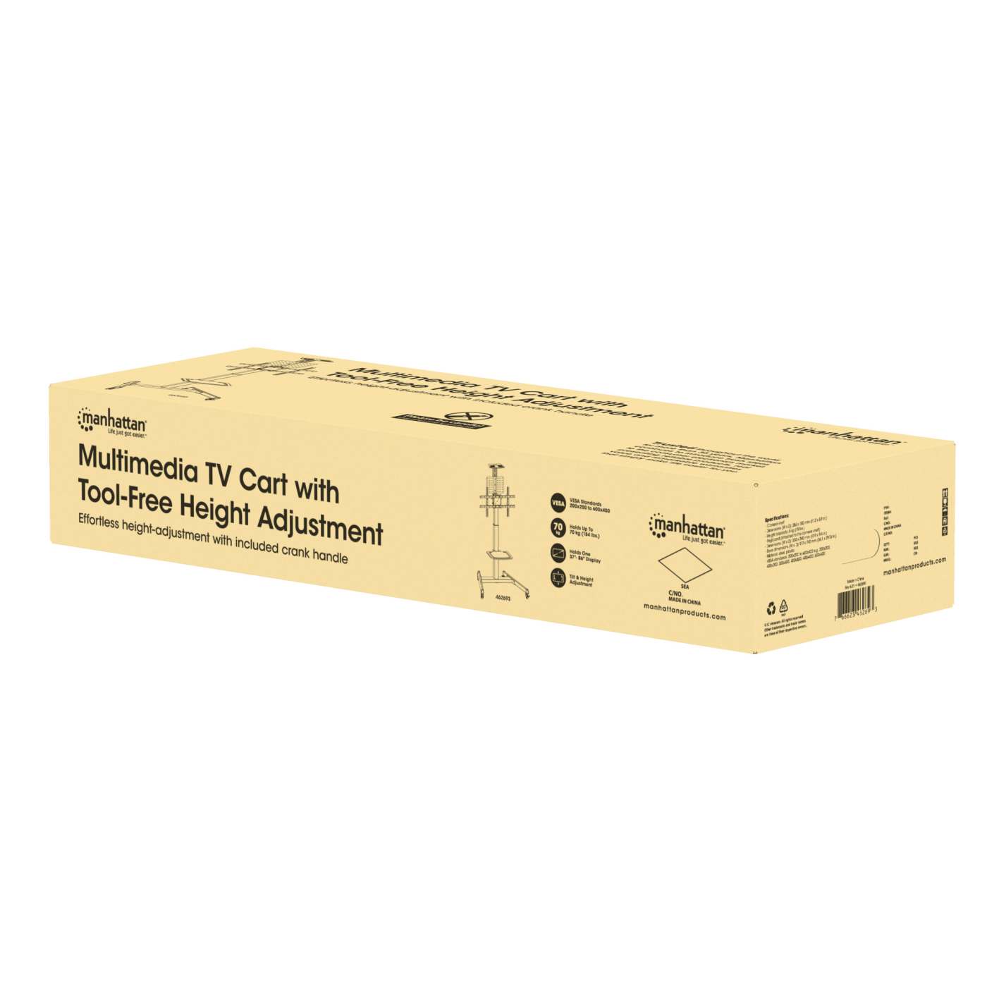 Multimedia TV-Ständer auf Rollen für 37 bis 86 Zoll, neigbar und höhenverstellbar Packaging Image 2