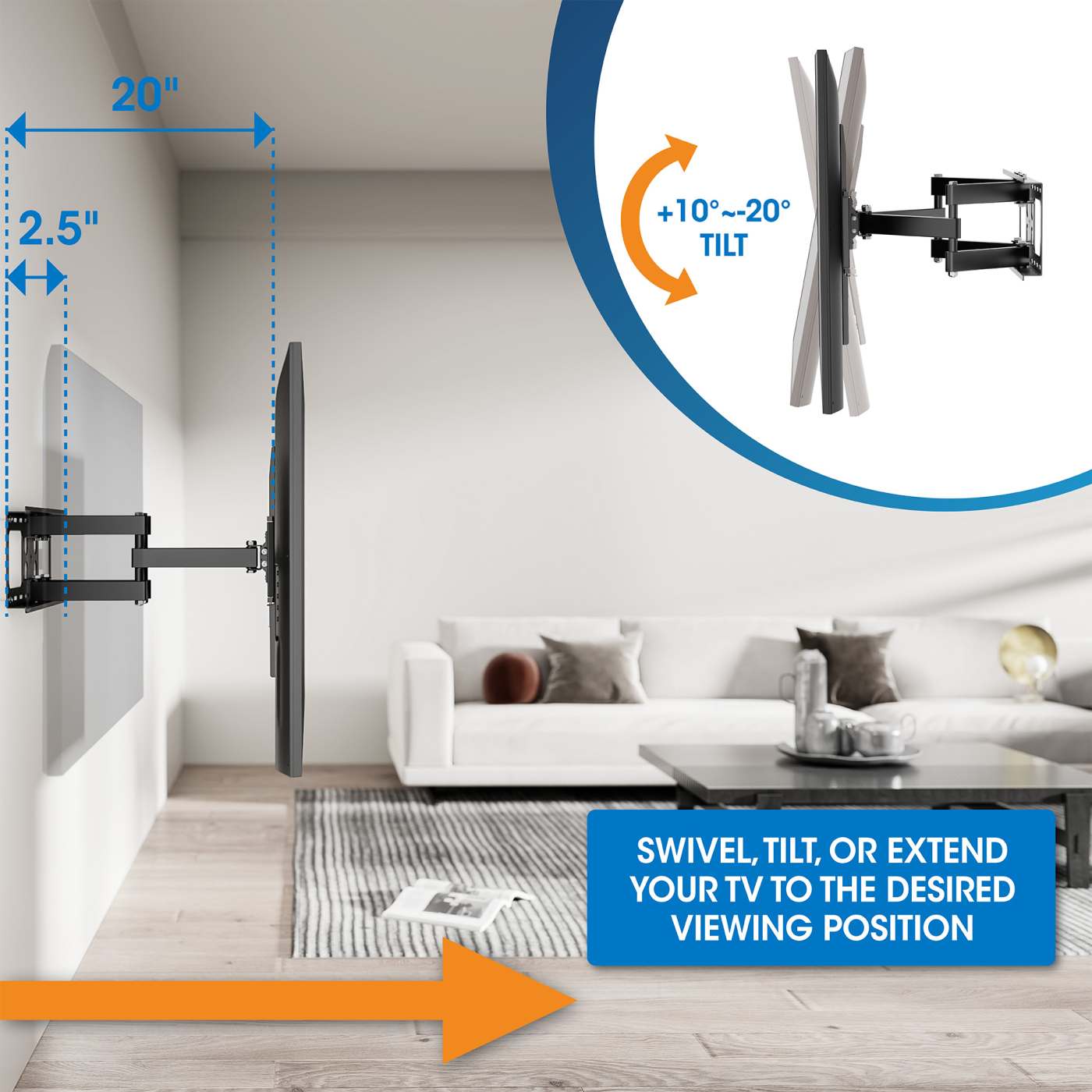 Outdoor TV-Wandhalterung, vollbeweglich, für 37" bis 86" Image 12
