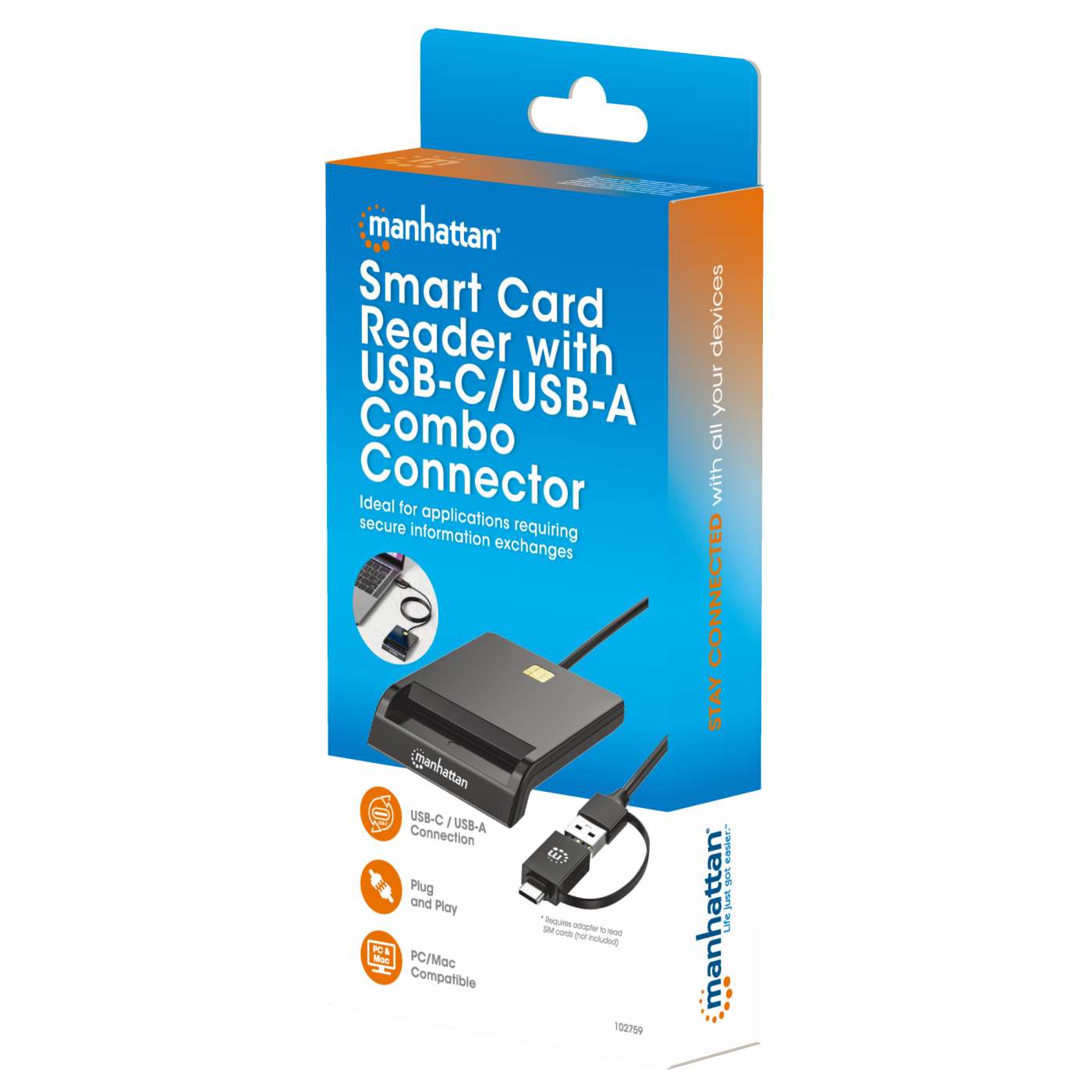 Chipkartenleser/ Smartcard-Lesegerät mit USB-C / USB-A Kombo-Stecker Packaging Image 2