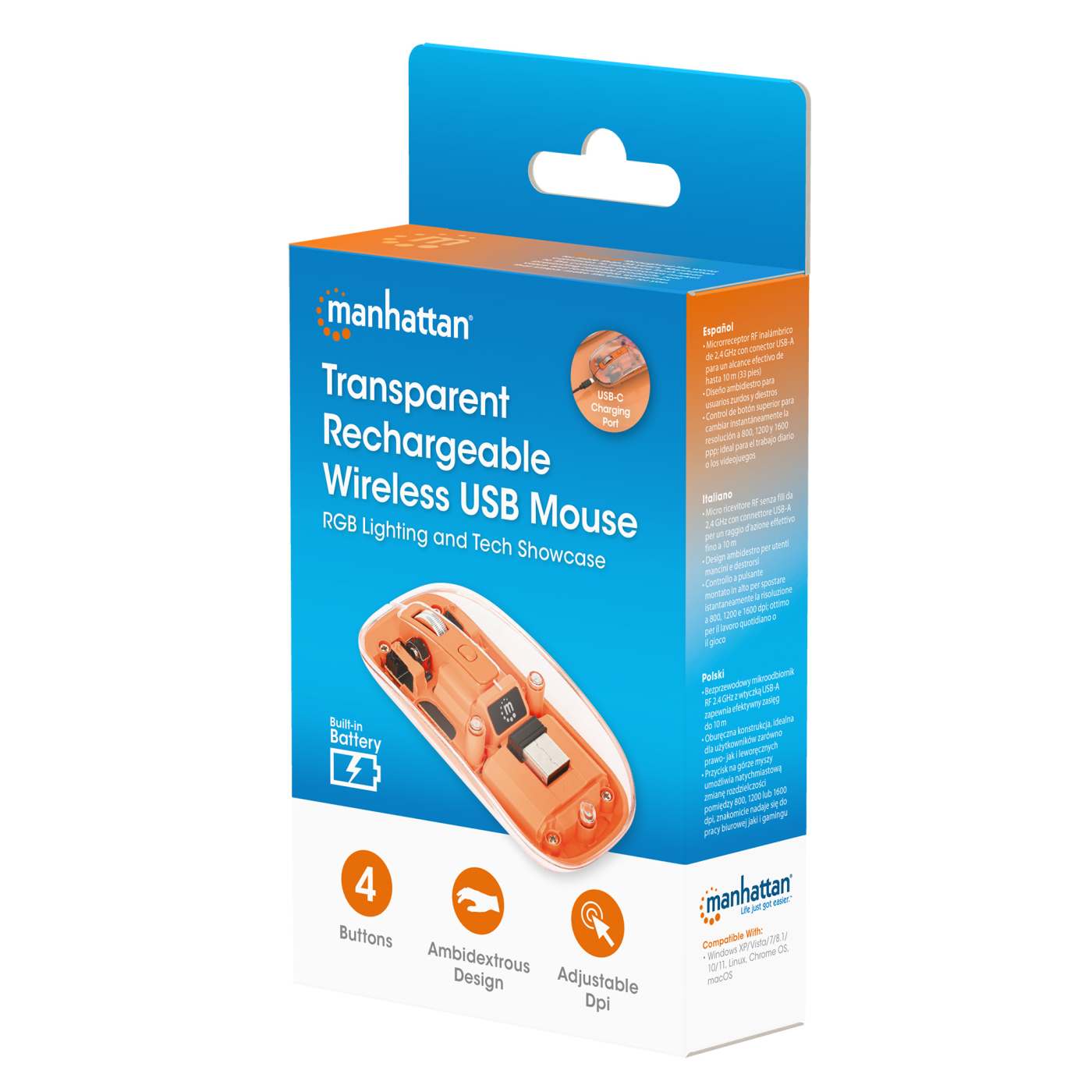 Transparente Wiederaufladbare Kabellose USB-Maus Packaging Image 2