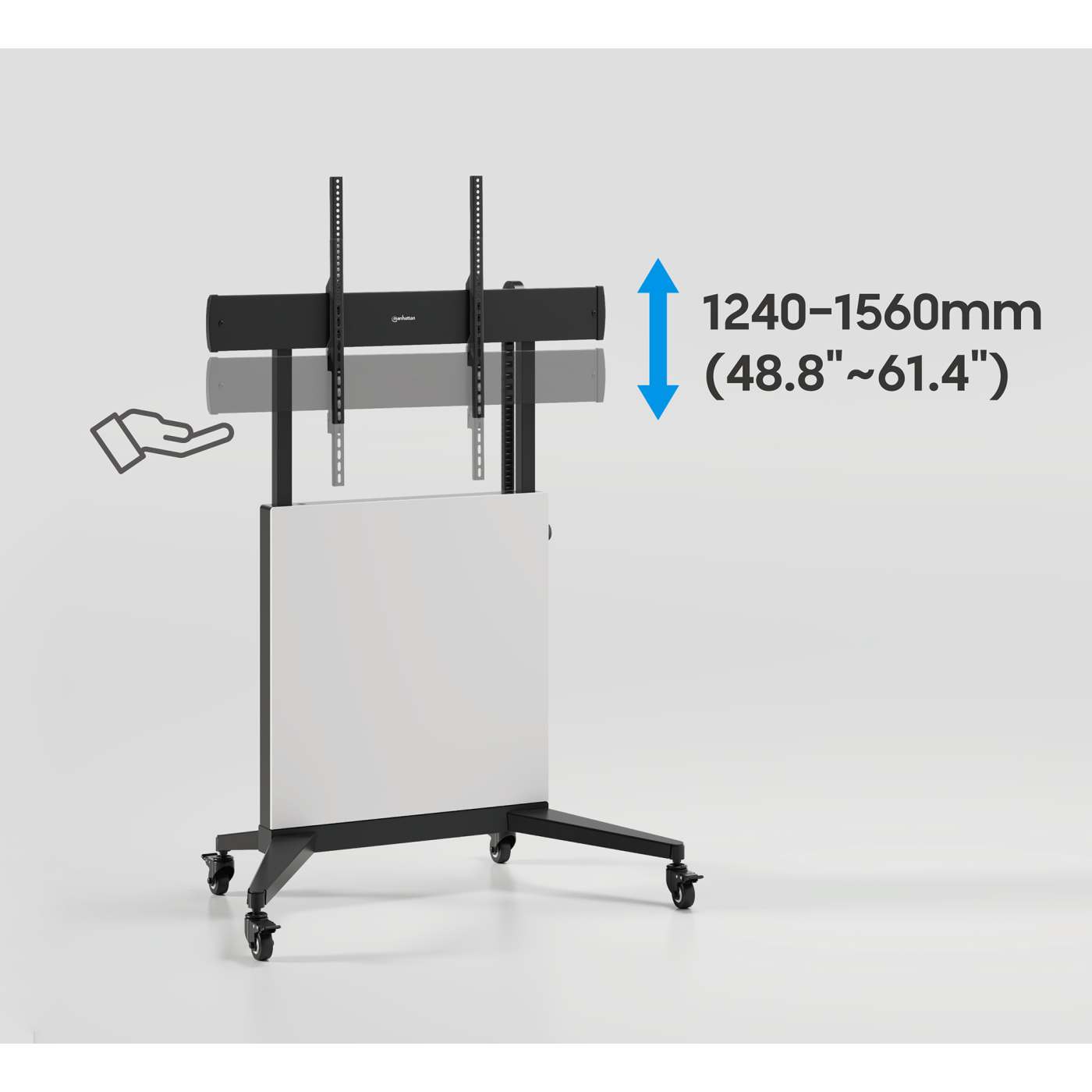 TV-Ständer auf Rollen, höhenverstellbar mit werkzeuglosem Lift&Lock-System, für 50 bis 100 Zoll Image 10
