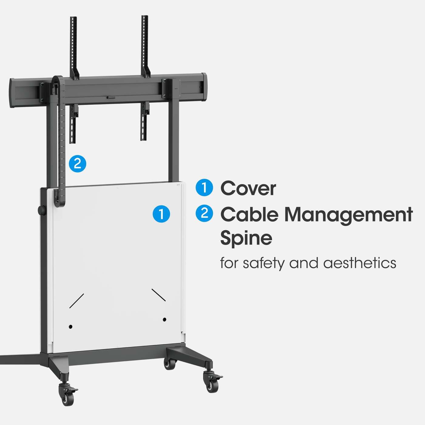 TV-Ständer auf Rollen, höhenverstellbar mit werkzeuglosem Lift&Lock-System, für 50 bis 100 Zoll Image 12