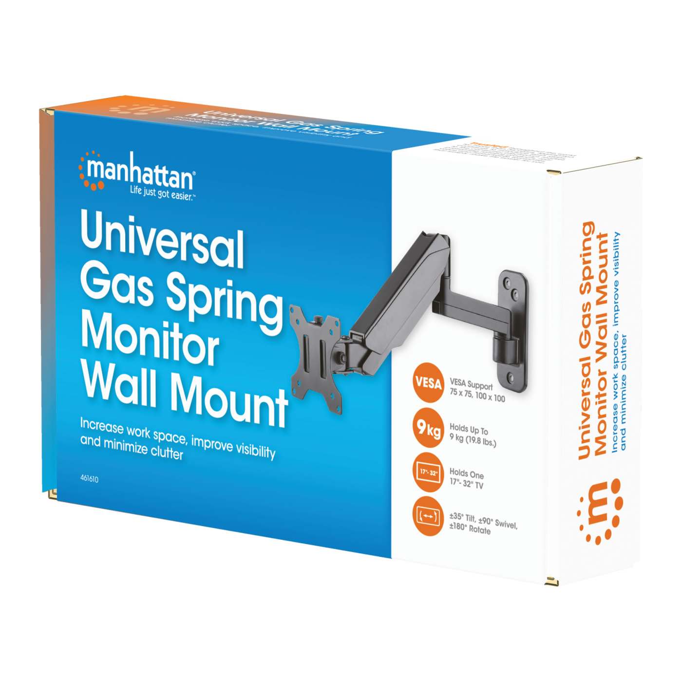 Universal-Wandhalterung mit Gasdruckfeder, Kugelgelenk und Verlängerungsarm für einen Monitor Packaging Image 2