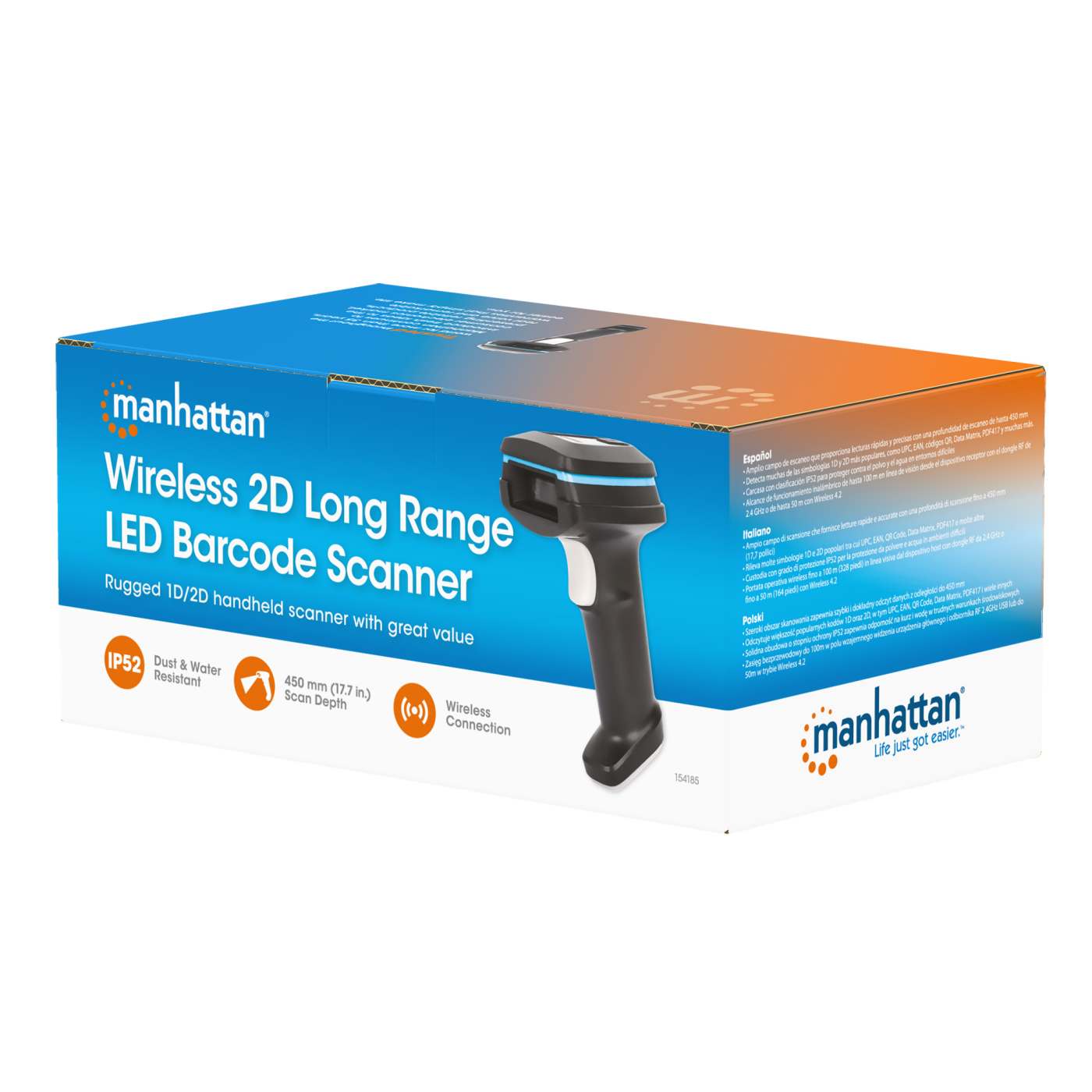 Kabelloser 2D Long Range LED-Barcodescanner Packaging Image 2