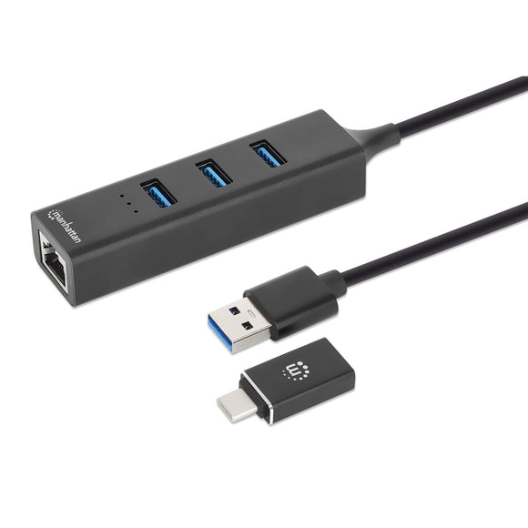 3-Port USB 3.0 Typ-C / Typ-A Kombo-Hub mit Gigabit Ethernet-Netzwerkadapter Image 1
