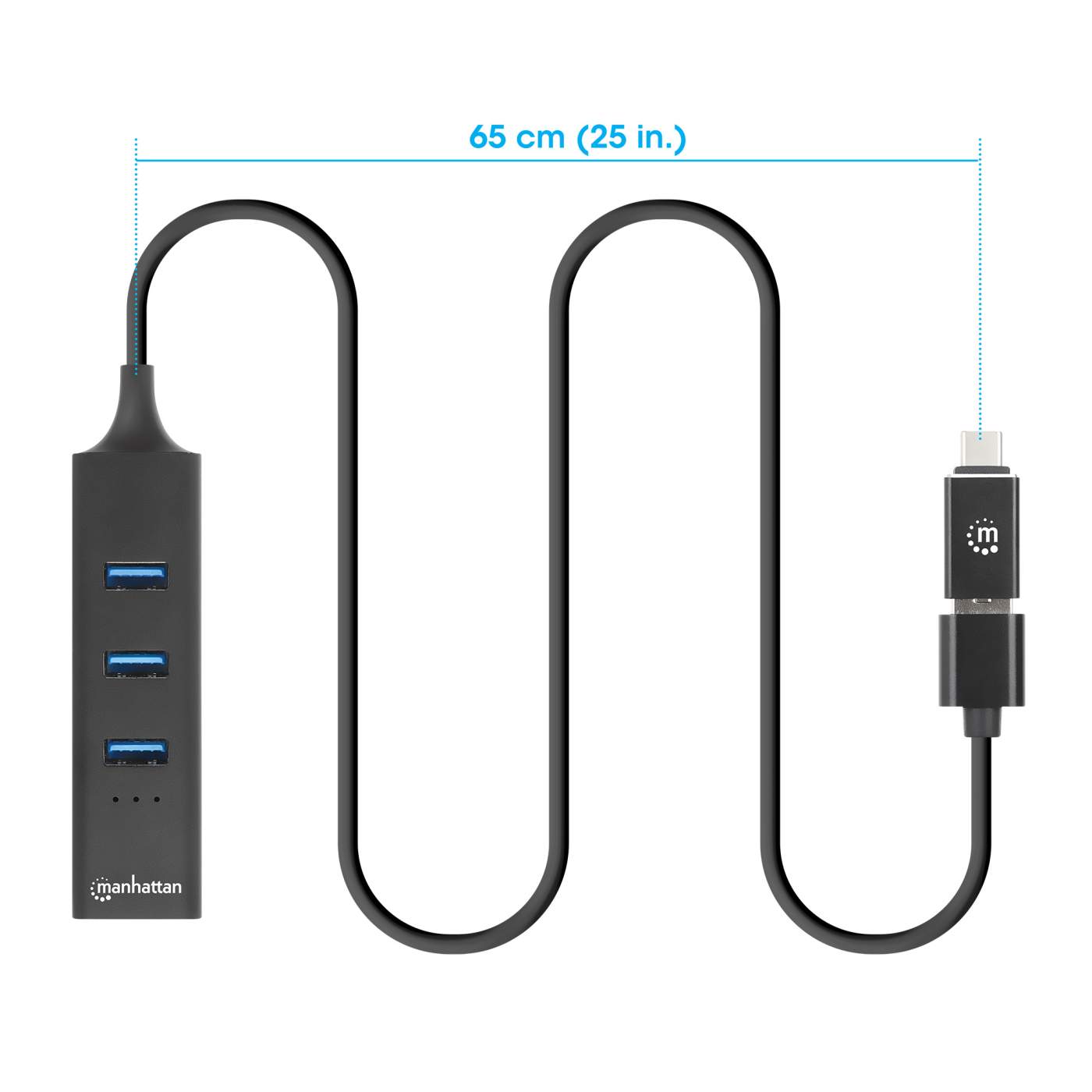 3-Port USB 3.0 Typ-C / Typ-A Kombo-Hub mit Gigabit Ethernet-Netzwerkadapter Image 5