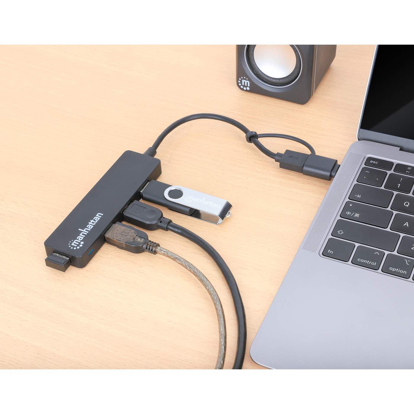 Manhattan USB-HUB 4-Port USB 3.0 mit Netzteil schwarz - USB Hubs
