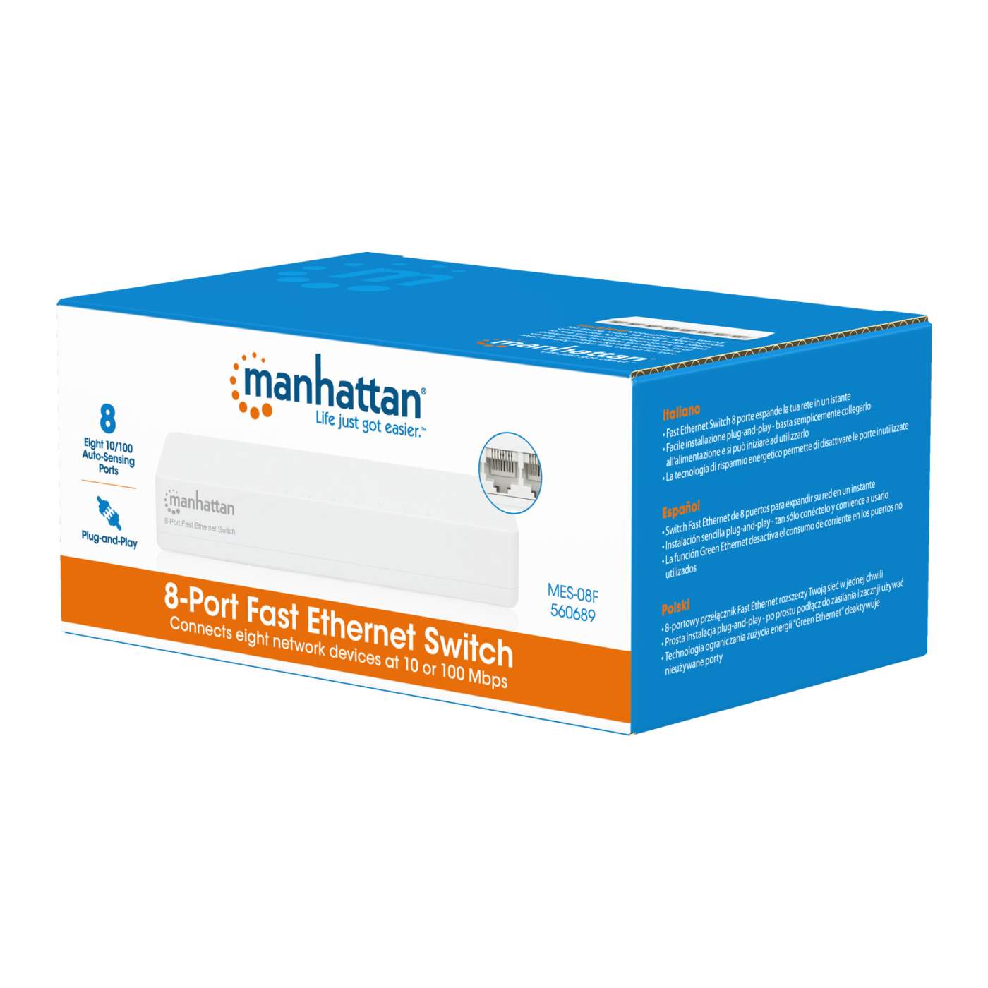 Manhattan 8-Port Fast Ethernet Switch – Plug & Play Für Heimnetz & Büro