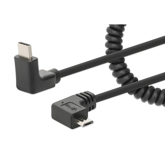 Spiralkabel USB-C auf Micro-USB Ladekabel Image 1