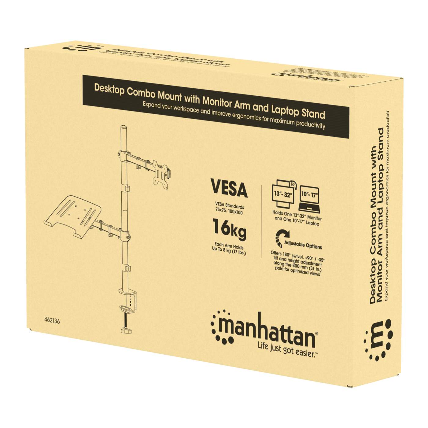 Tischhalterung mit Monitorarm und Notebookablage Packaging Image 2