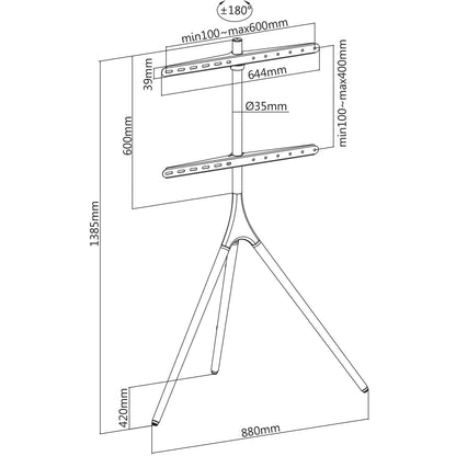 Mobiler TV-Ständer mit Stativbeinen und Staffelei-Design Image 13