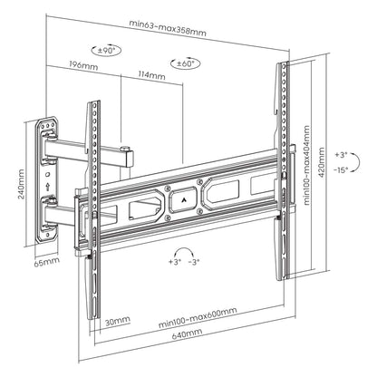 TV-Wandhalterung, neigbar, schwenkbar und horizontal nachjustierbar Image 9