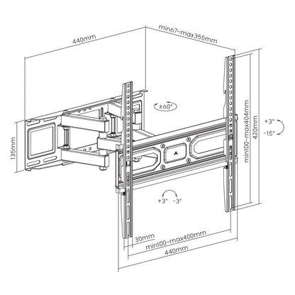 TV-Wandhalterung, neigbar, schwenkbar und horizontal nachjustierbar Image 10