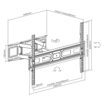 TV-Wandhalterung, neigbar, schwenkbar und horizontal nachjustierbar Image 11