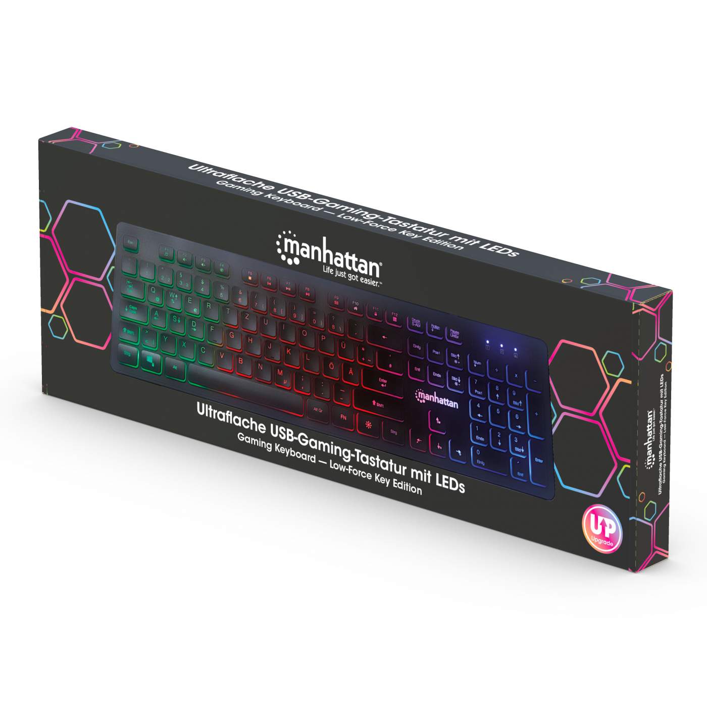 Ultraflache USB-Gaming-Tastatur mit LEDs Packaging Image 2