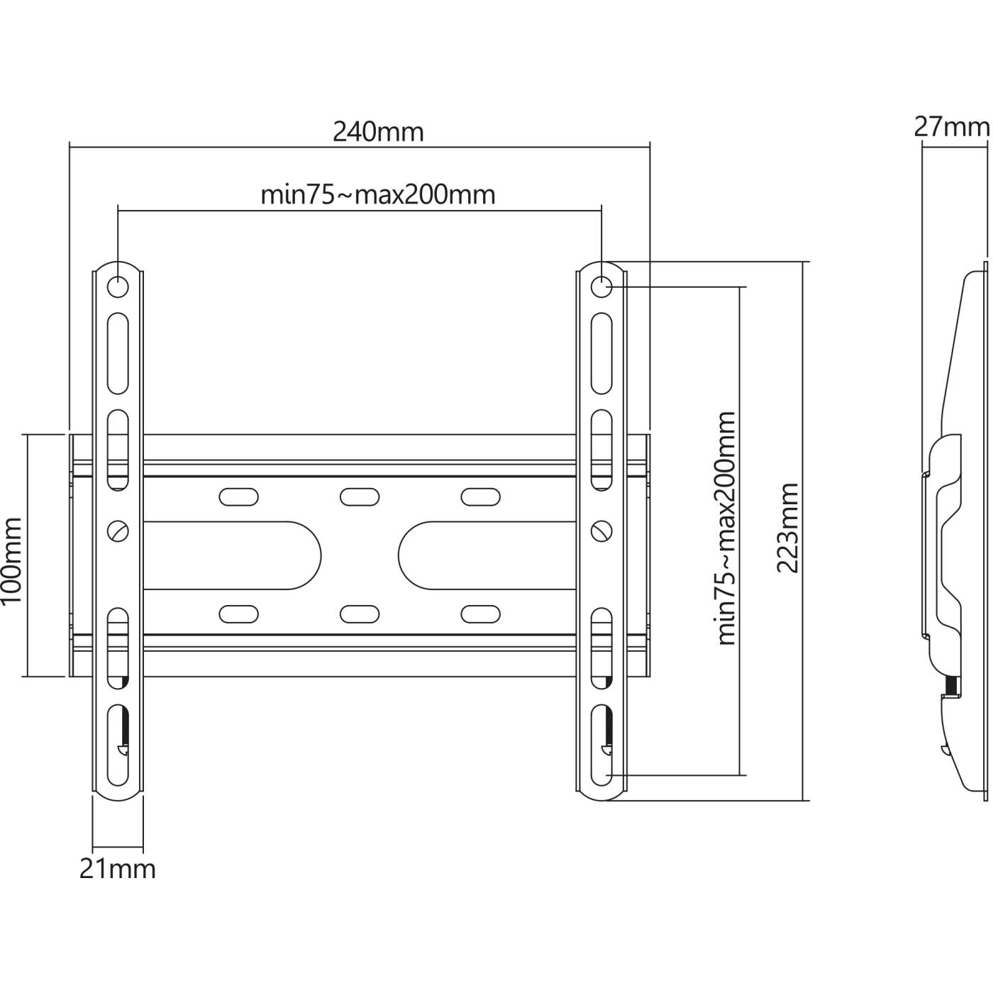 Ultraflache TV-Wandhalterung, starr Image 10