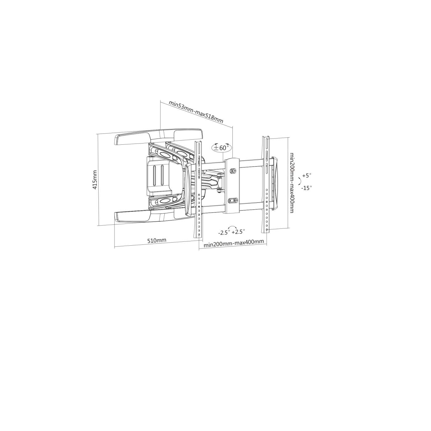 Universal TV-Wandhalterung aus Aluminium, neig- und schwenkbar Image 5