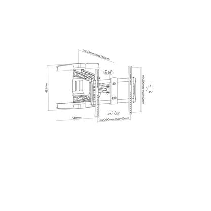 Universal TV-Wandhalterung aus Aluminium, neig- und schwenkbar Image 5