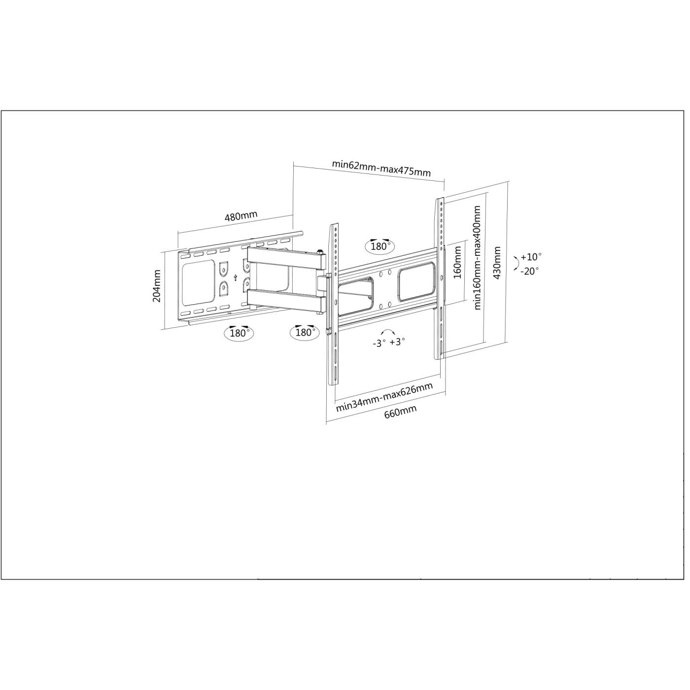 Universal TV-Wandhalterung, neig- und schwenkbar Image 7