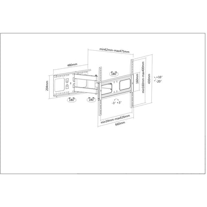 Universal TV-Wandhalterung, neig- und schwenkbar Image 7