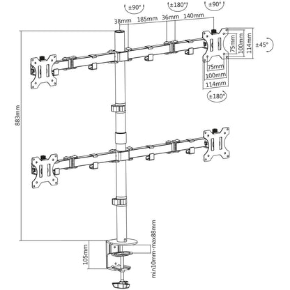 Tischhalterung mit Monitorarm für vier Displays Image 6