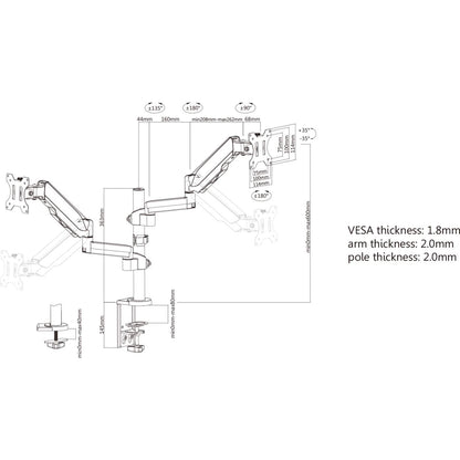 Universal-Tischhalterung mit Gasdruckfeder für zwei Monitore Image 11