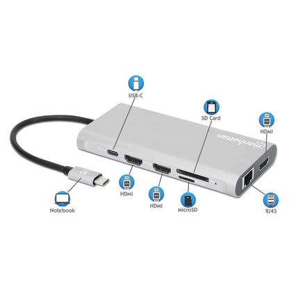 USB-C PD 12-in-1-Dockingstation mit MST für drei HDMI-Monitore Image 12